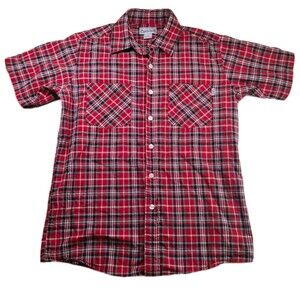 Carhartt Shirt Men Sz M Short Sleeve Red Plaid Pockets 100% Cotton Button Up